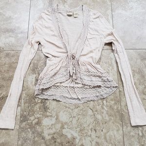 EUC BKE Daytrip off White knit tie cardigan